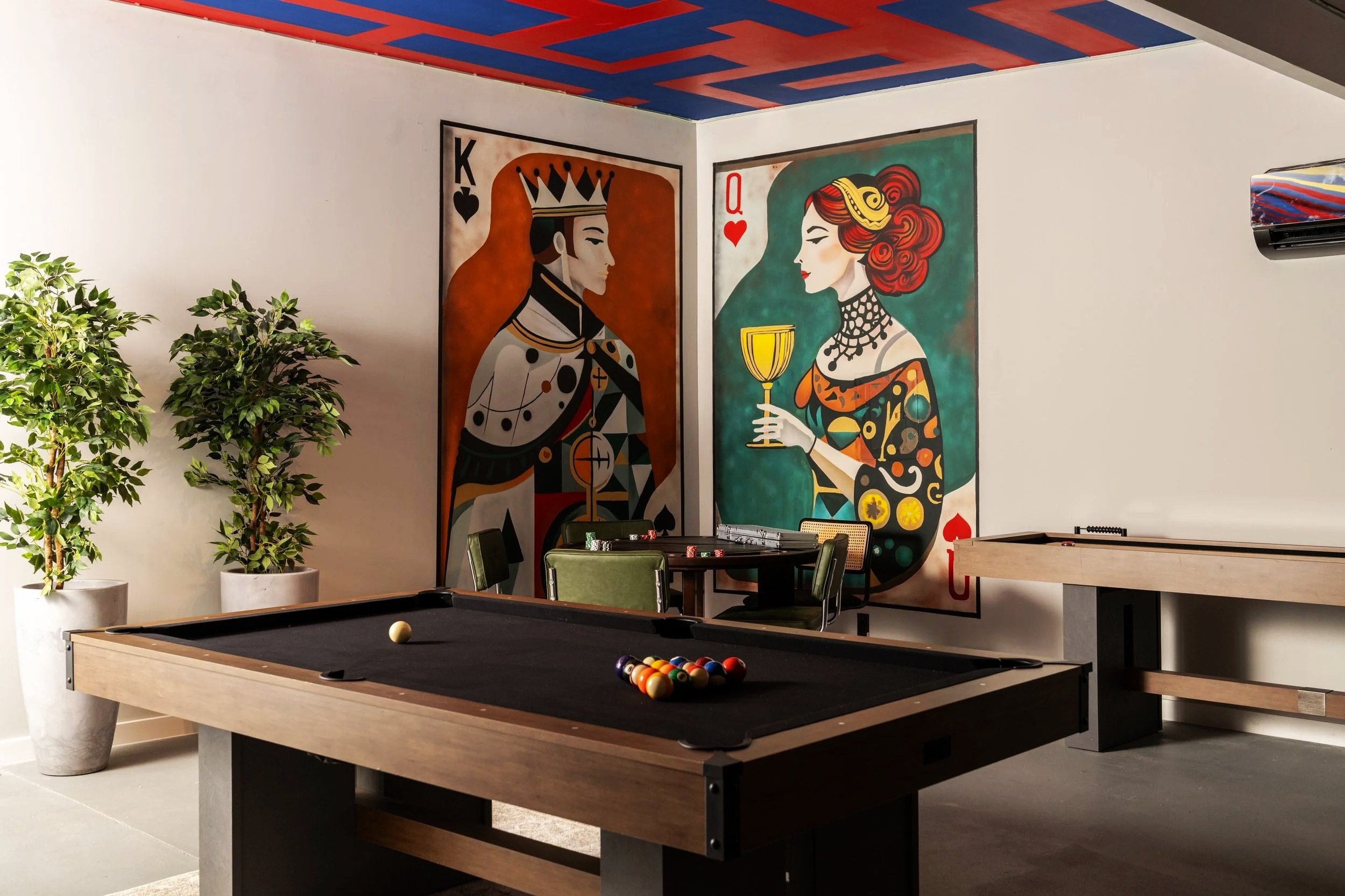 Pool table and game room at The Penrose House luxury estate Princeton TX